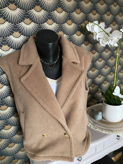 GILET TEDY CAMEL TU 36/42