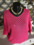 PULL CROCHET FUSHIA  TU 38/44 PETIT 46