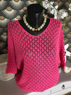 PULL CROCHET FUSHIA  TU 38/44 PETIT 46