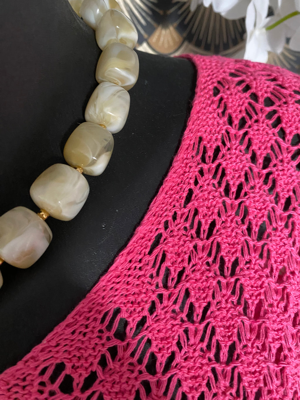 PULL CROCHET FUSHIA  TU 38/44 PETIT 46