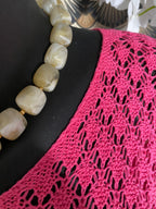 PULL CROCHET FUSHIA  TU 38/44 PETIT 46