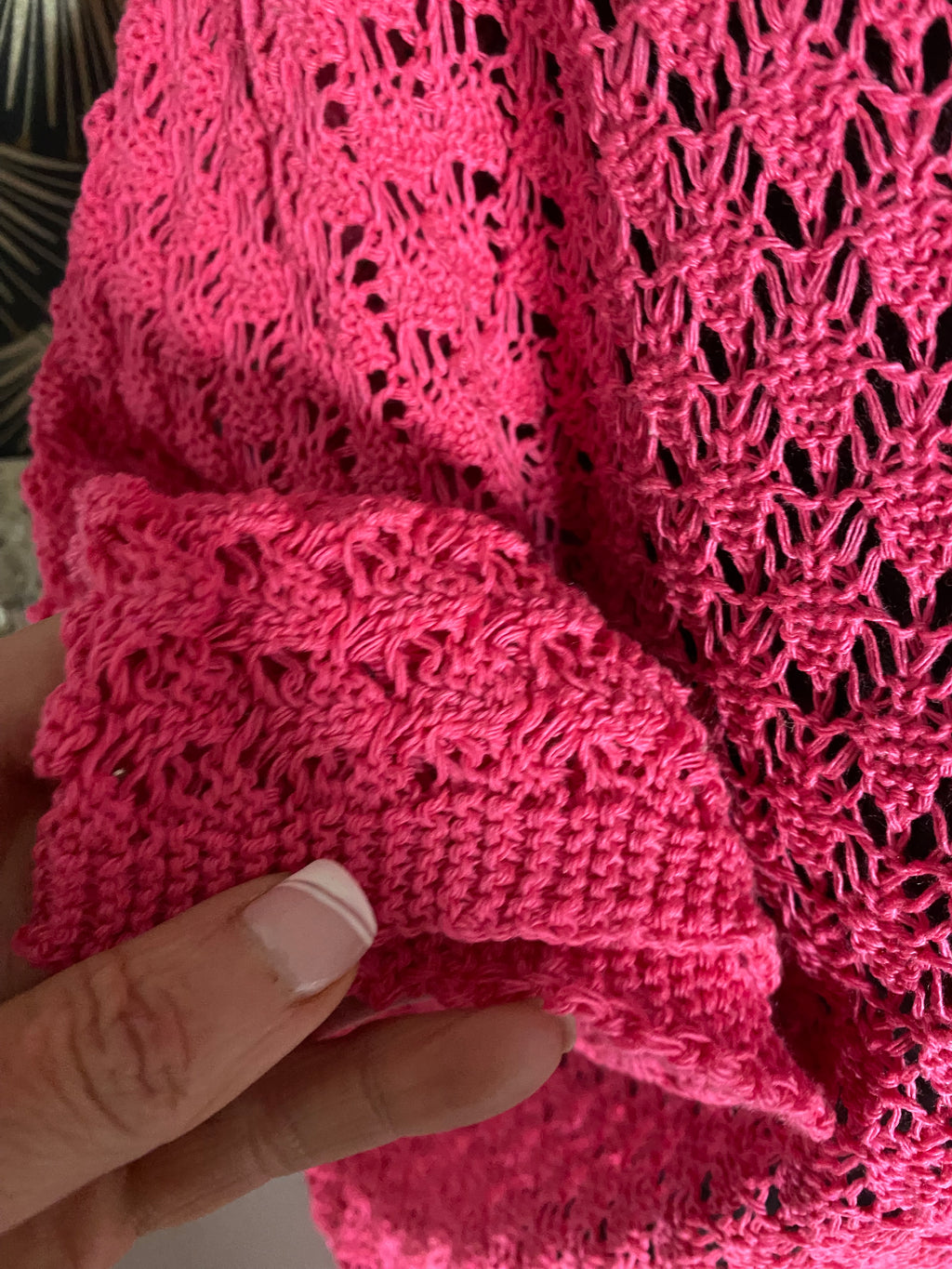 PULL CROCHET FUSHIA  TU 38/44 PETIT 46