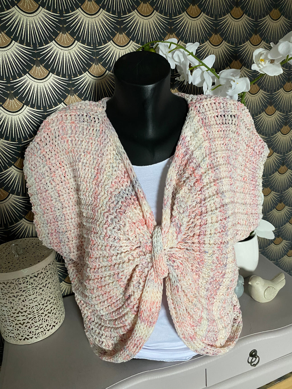 GILET NOEUD LOVENA ROSE   TU 36/44