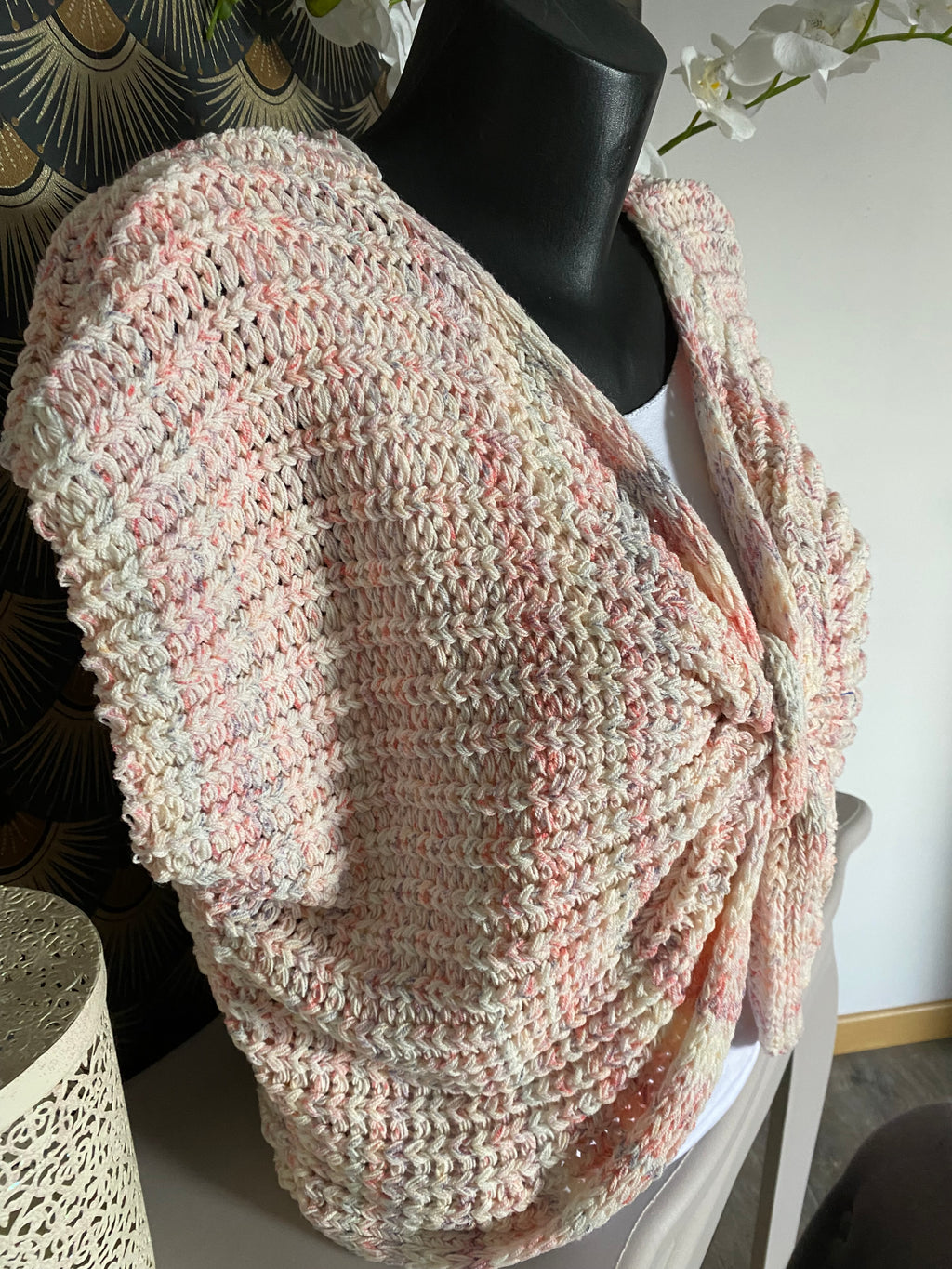 GILET NOEUD LOVENA ROSE   TU 36/44