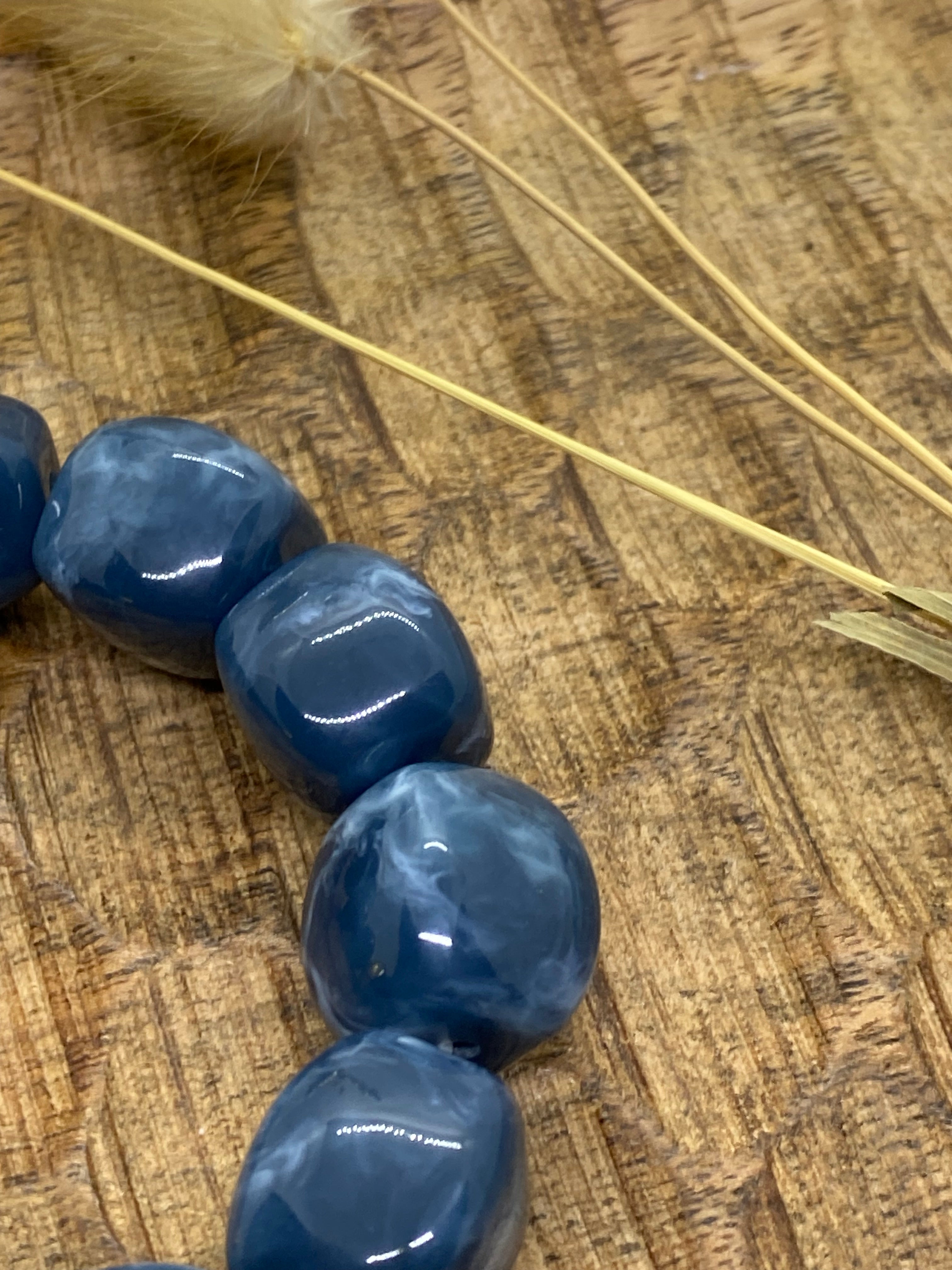 BRACELET POP CORN ELASTIQUE BLEU CANARD