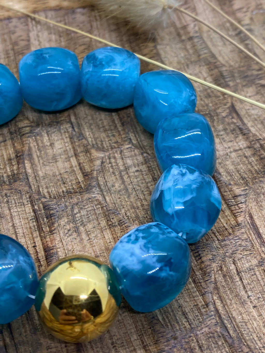 BRACELET POP CORN ELASTIQUE BLEU