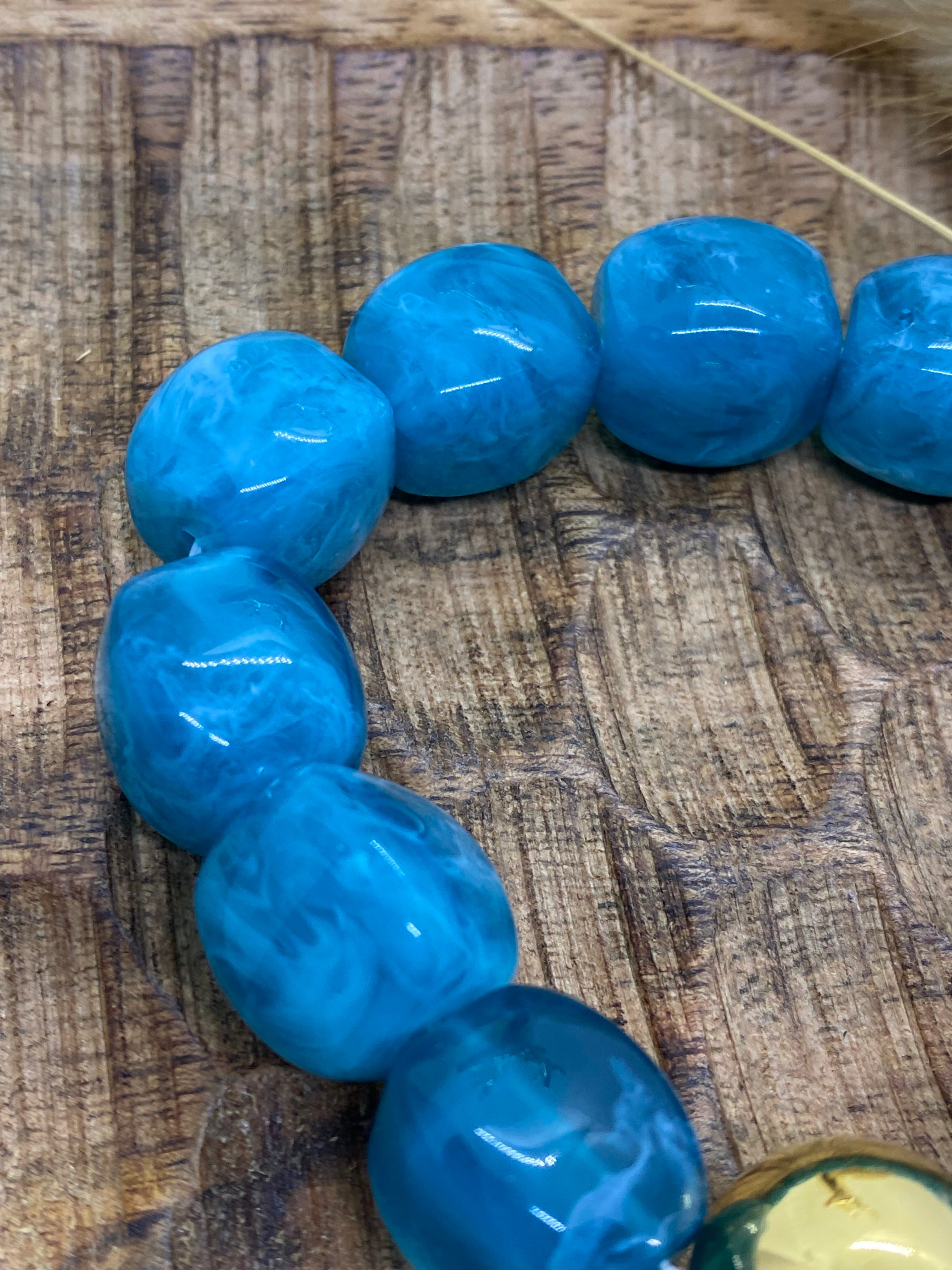 BRACELET POP CORN ELASTIQUE BLEU