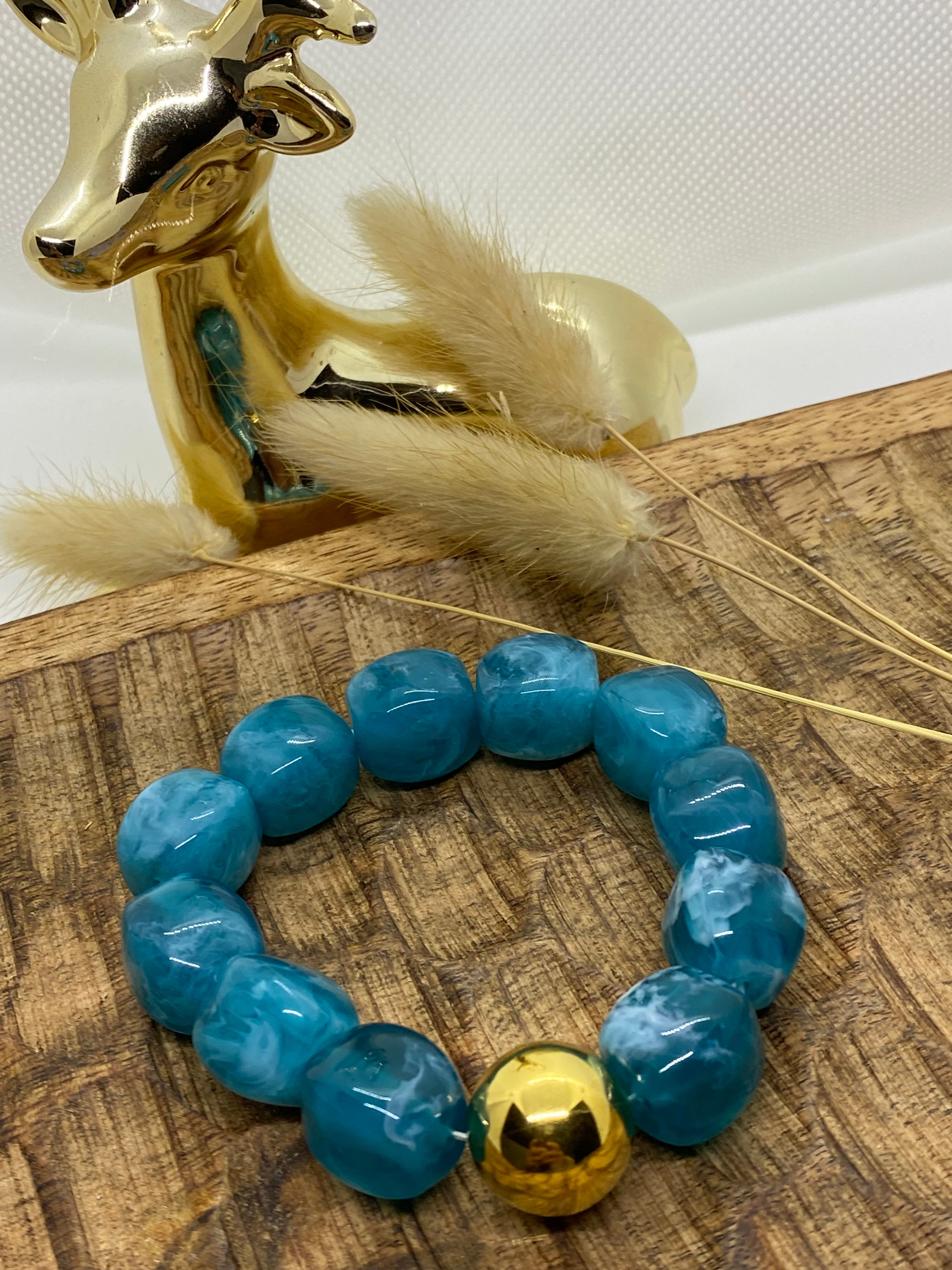 BRACELET POP CORN ELASTIQUE BLEU