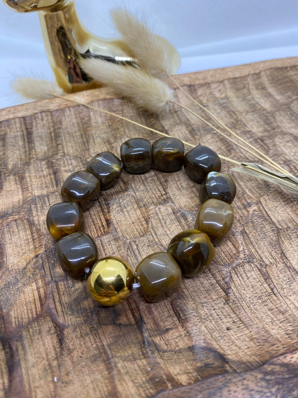 BRACELET POP CORN ELASTIQUE MARRON