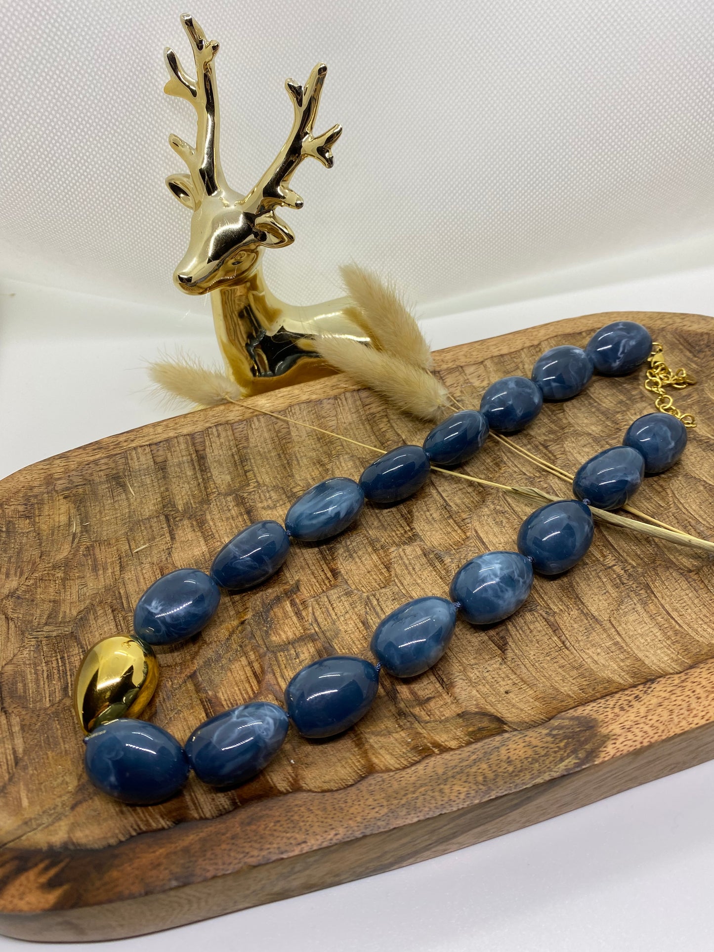 COLLIER POP CORN BLEU CANARD