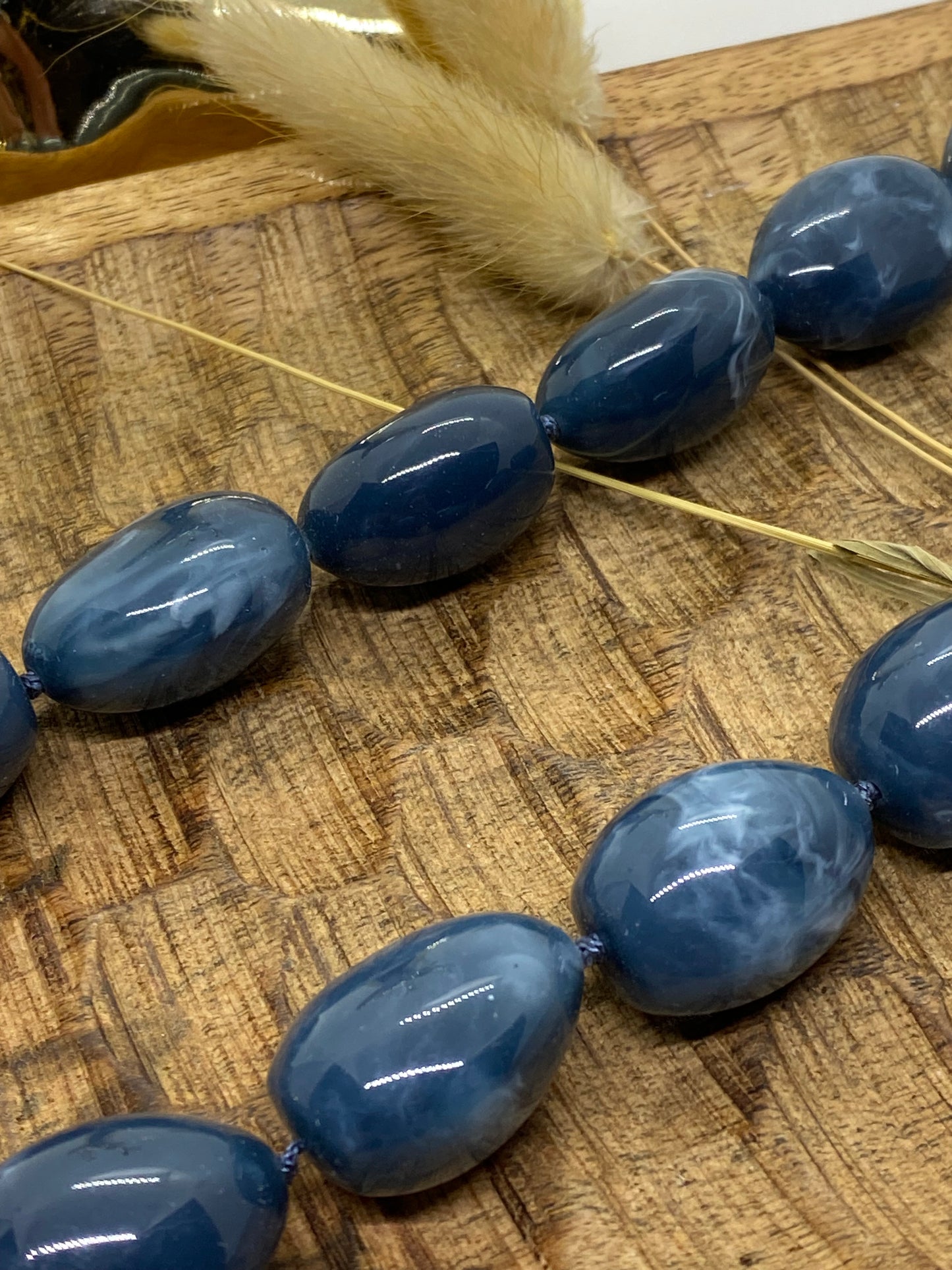 COLLIER POP CORN BLEU CANARD