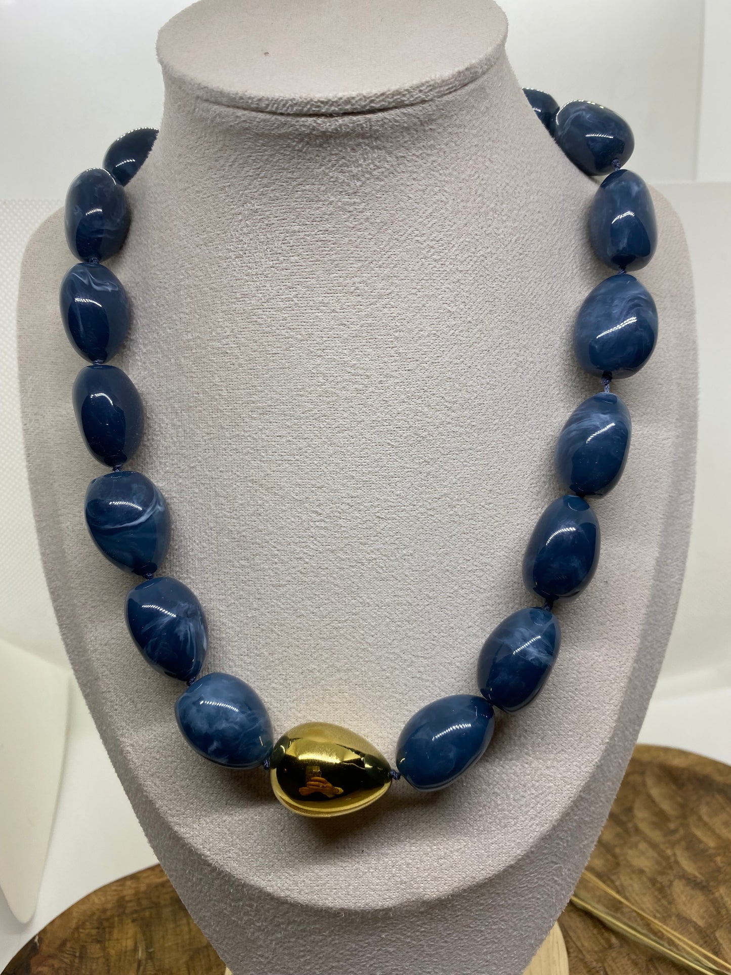 COLLIER POP CORN BLEU CANARD