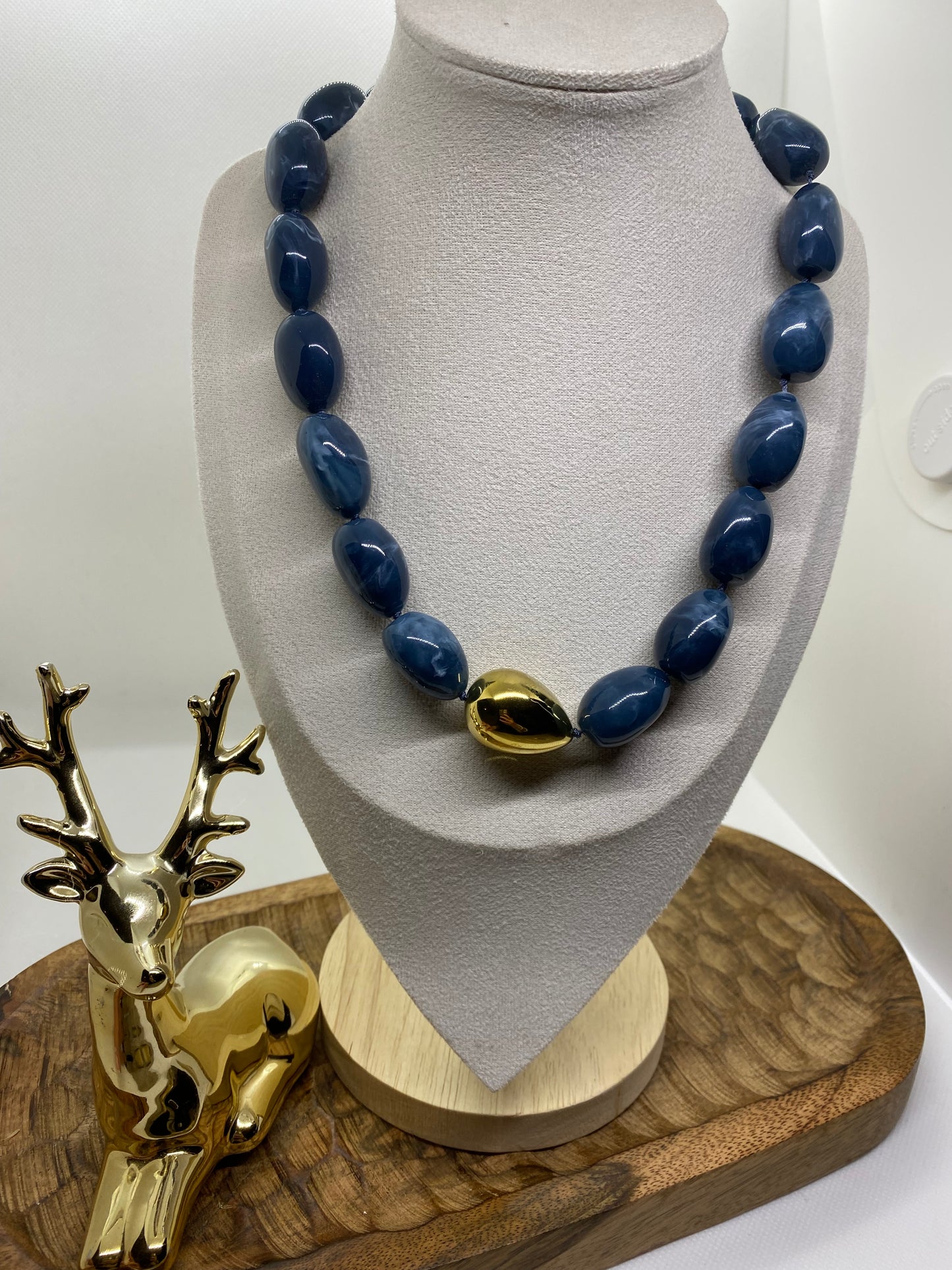 COLLIER POP CORN BLEU CANARD