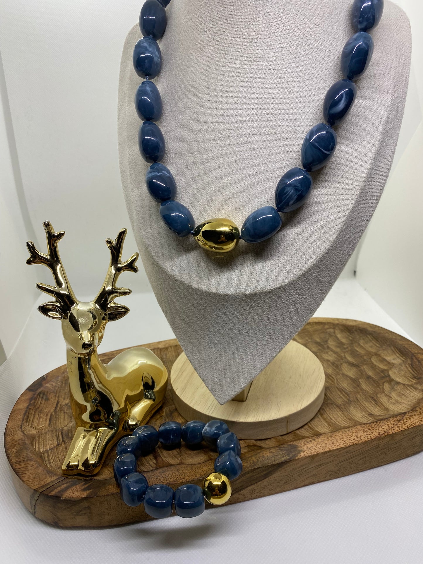 COLLIER POP CORN BLEU CANARD