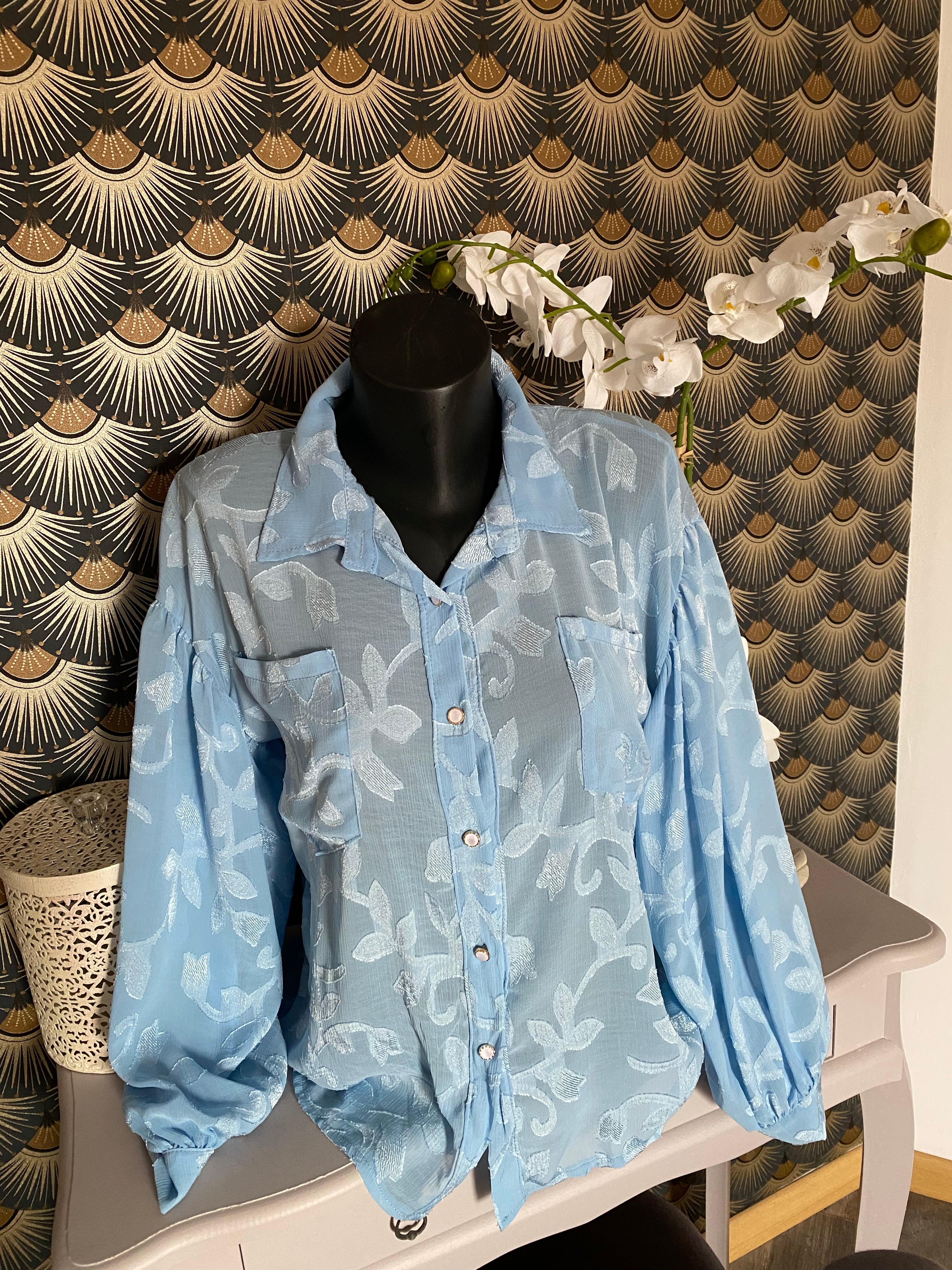 CHEMISE FLUIDE CORINNE  BLEU TU36/44