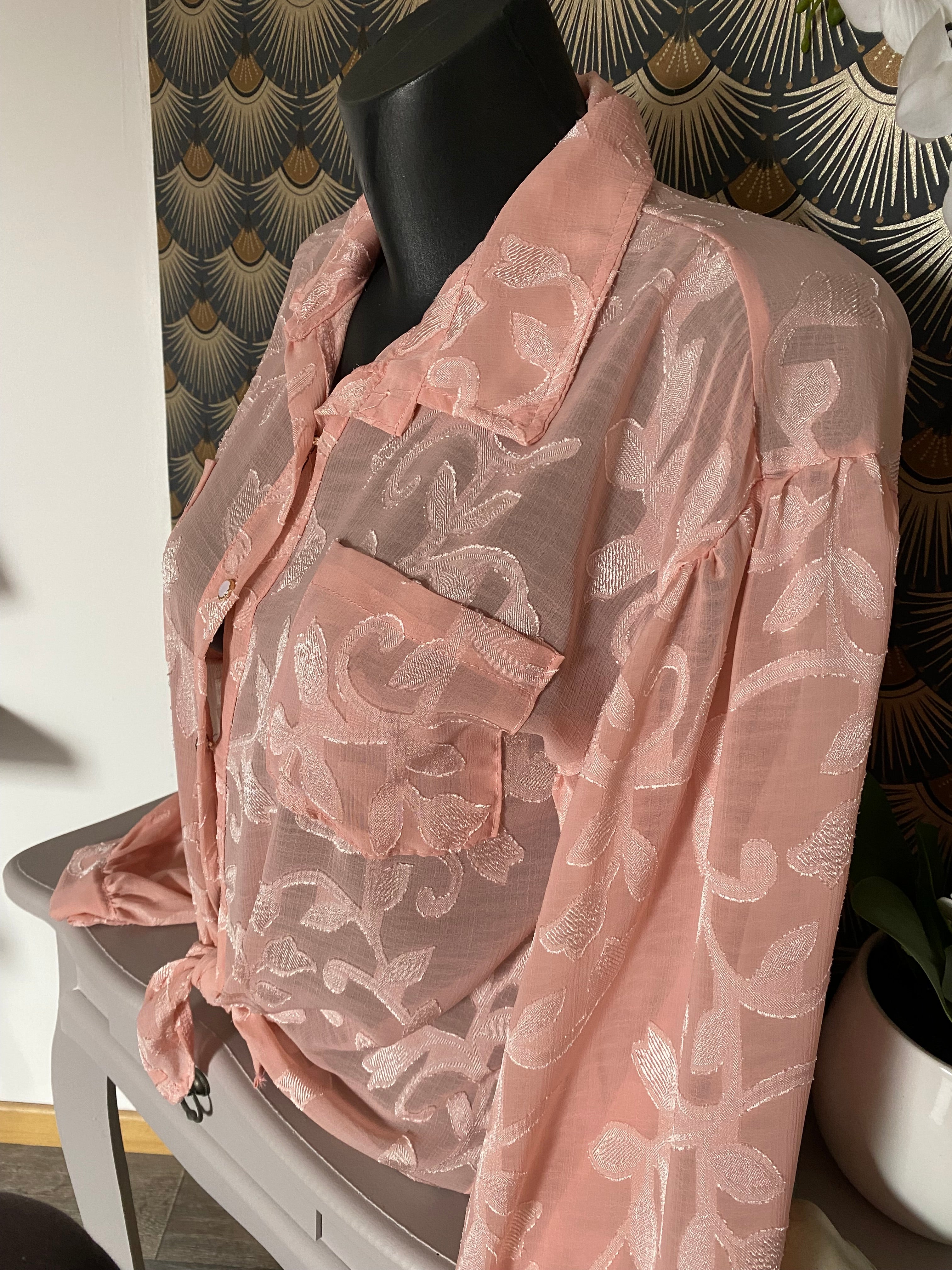 CHEMISE FLUIDE CORINNE  ROSE TU36/44