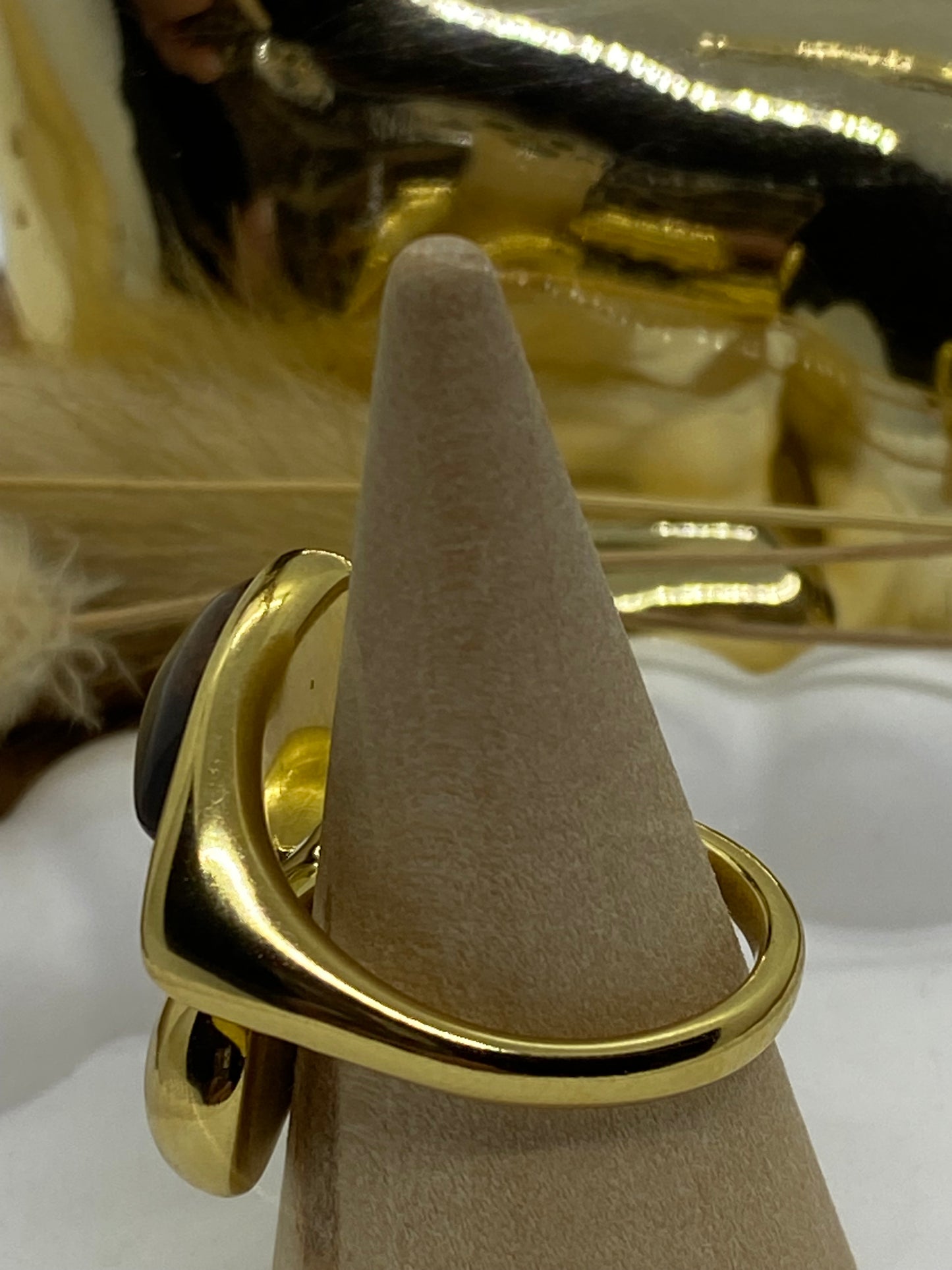 BAGUE 3 ACIER INOXYDABLE ET PIERRE NATURELLE