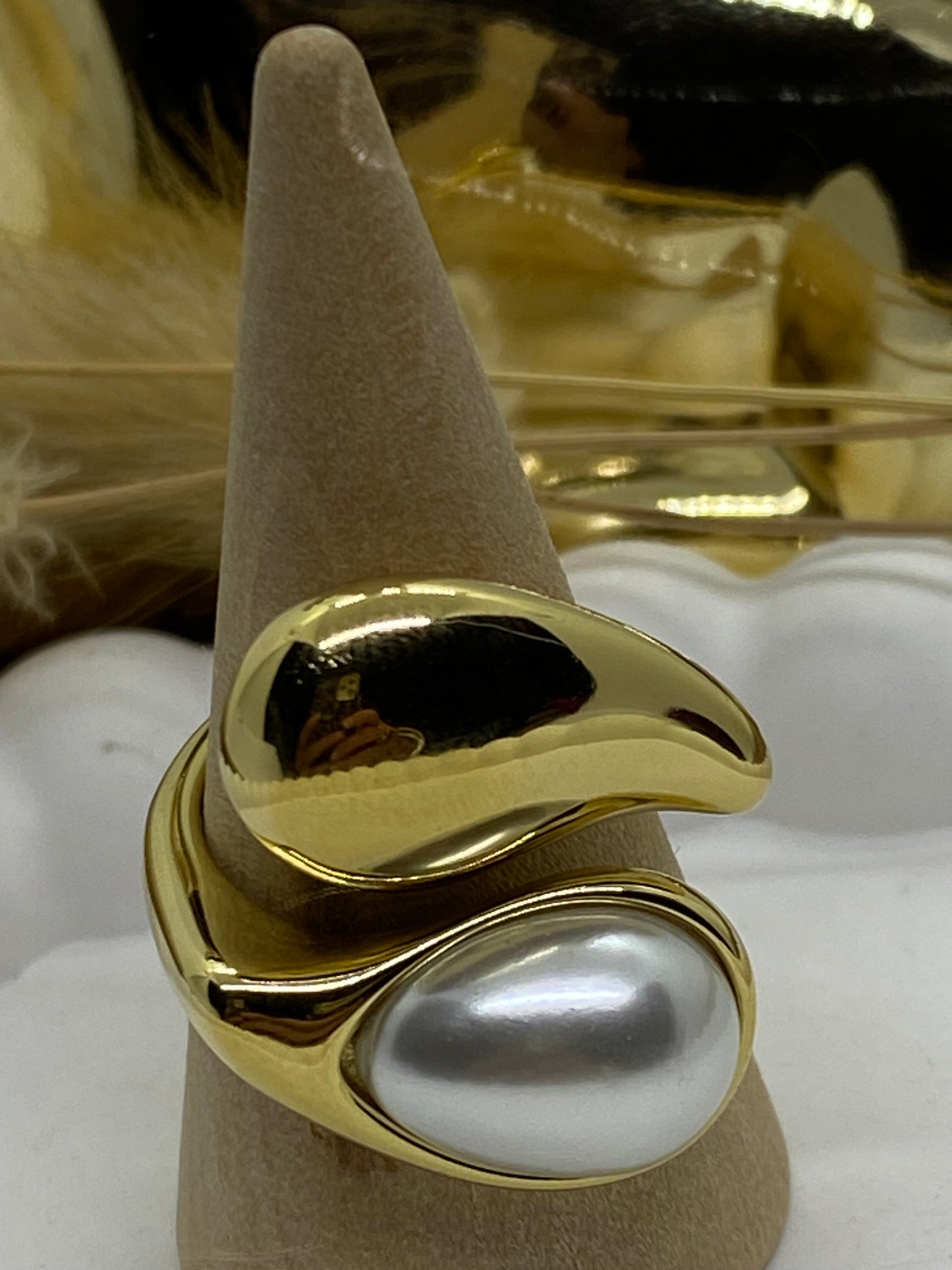 BAGUE 4 ACIER INOXYDABLE ET PIERRE NATURELLE