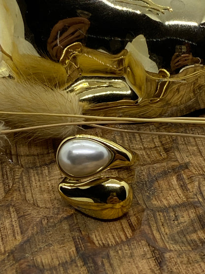 BAGUE 4 ACIER INOXYDABLE ET PIERRE NATURELLE