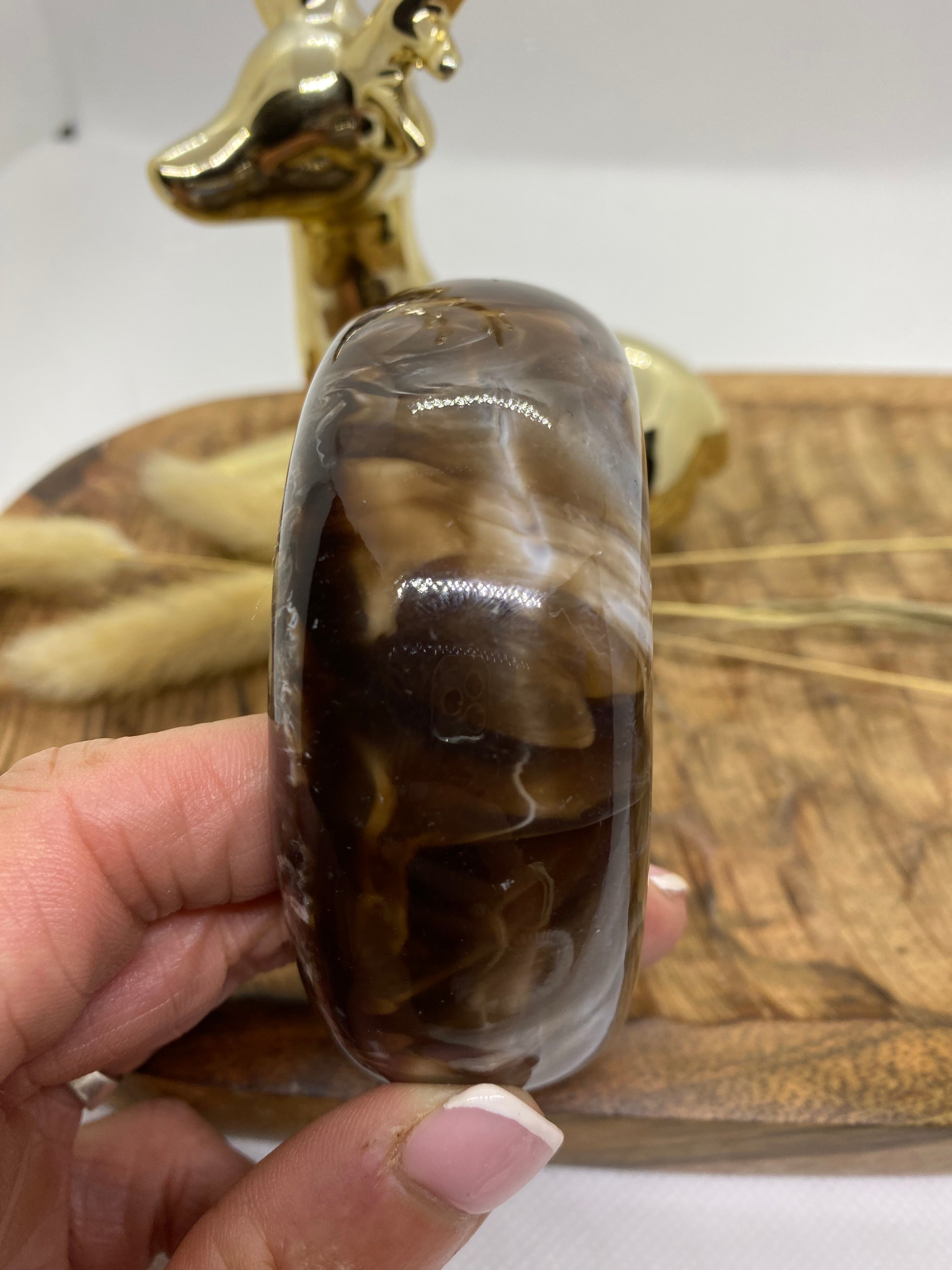 BRACELET RESINE ROND MARBRE CHOCO