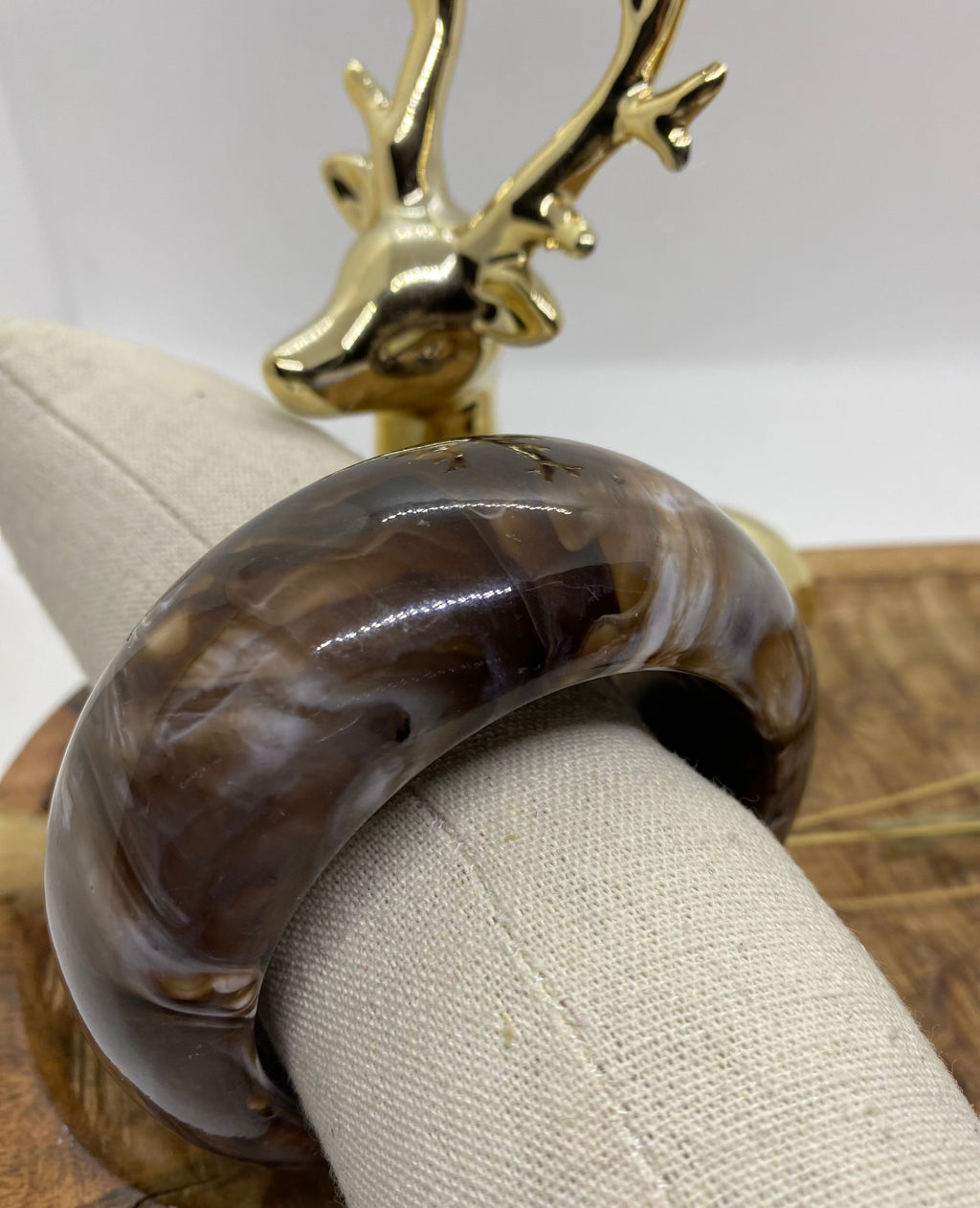 BRACELET RESINE ROND MARBRE CHOCO