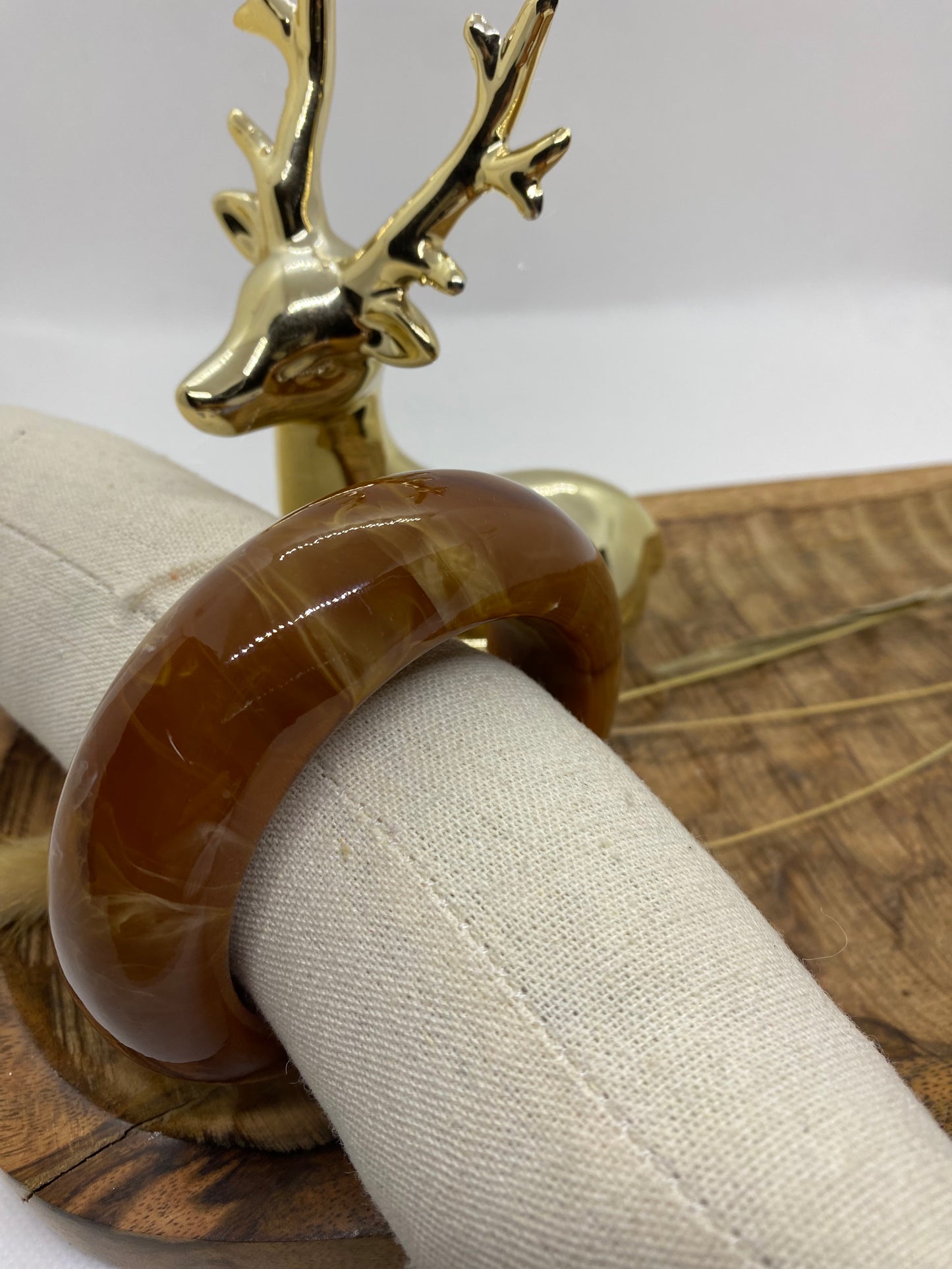 BRACELET RESINE ROND MARBRE CAMEL