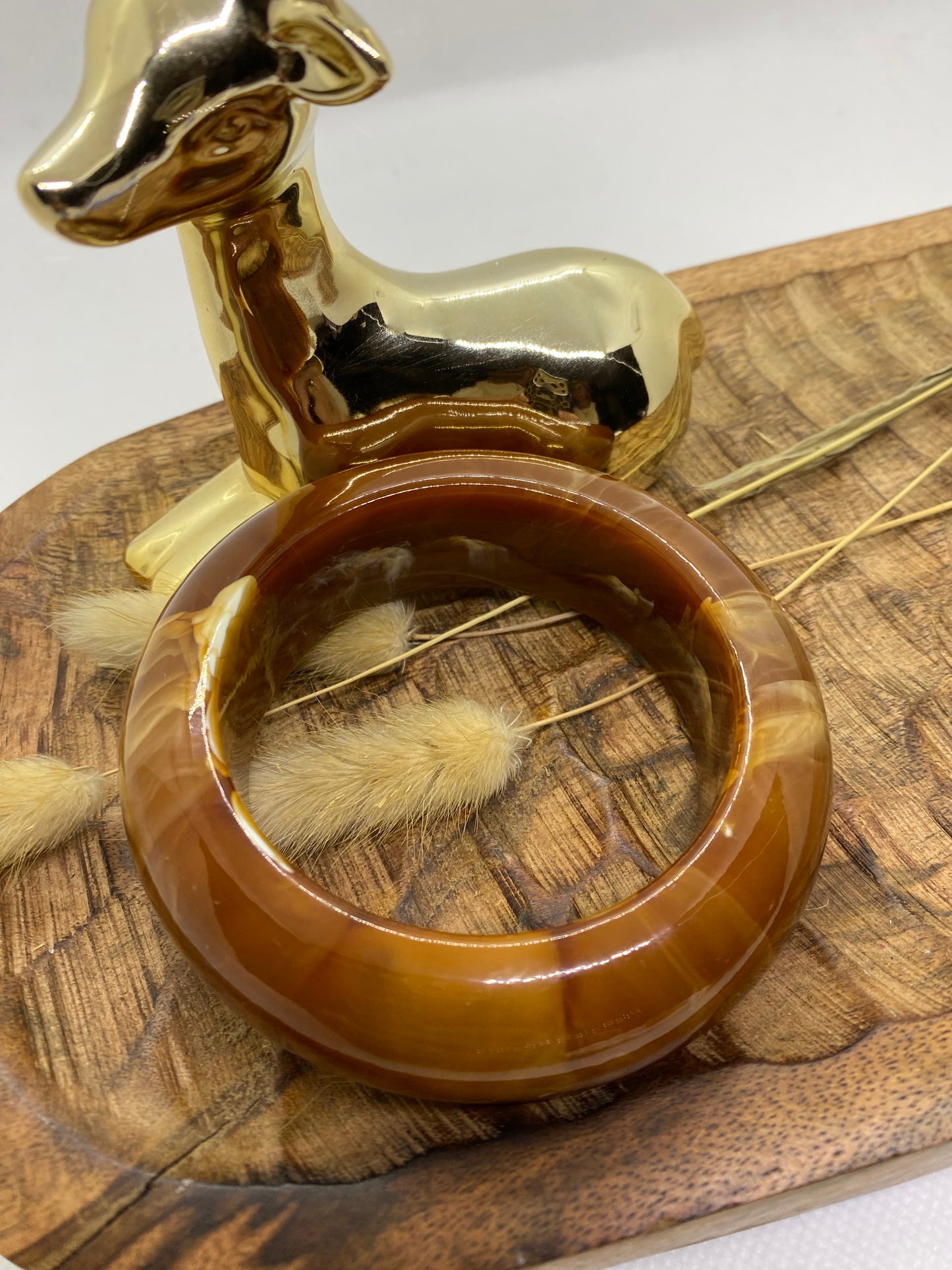 BRACELET RESINE ROND MARBRE CAMEL