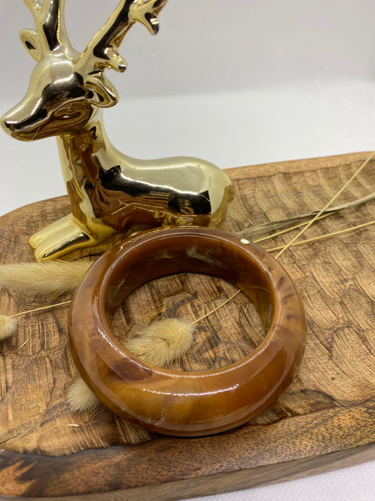 BRACELET RESINE ROND MARBRE CAMEL