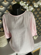 TOP CORINNE FINES RAYURES ROSE   TU 34/40  LYOCEL