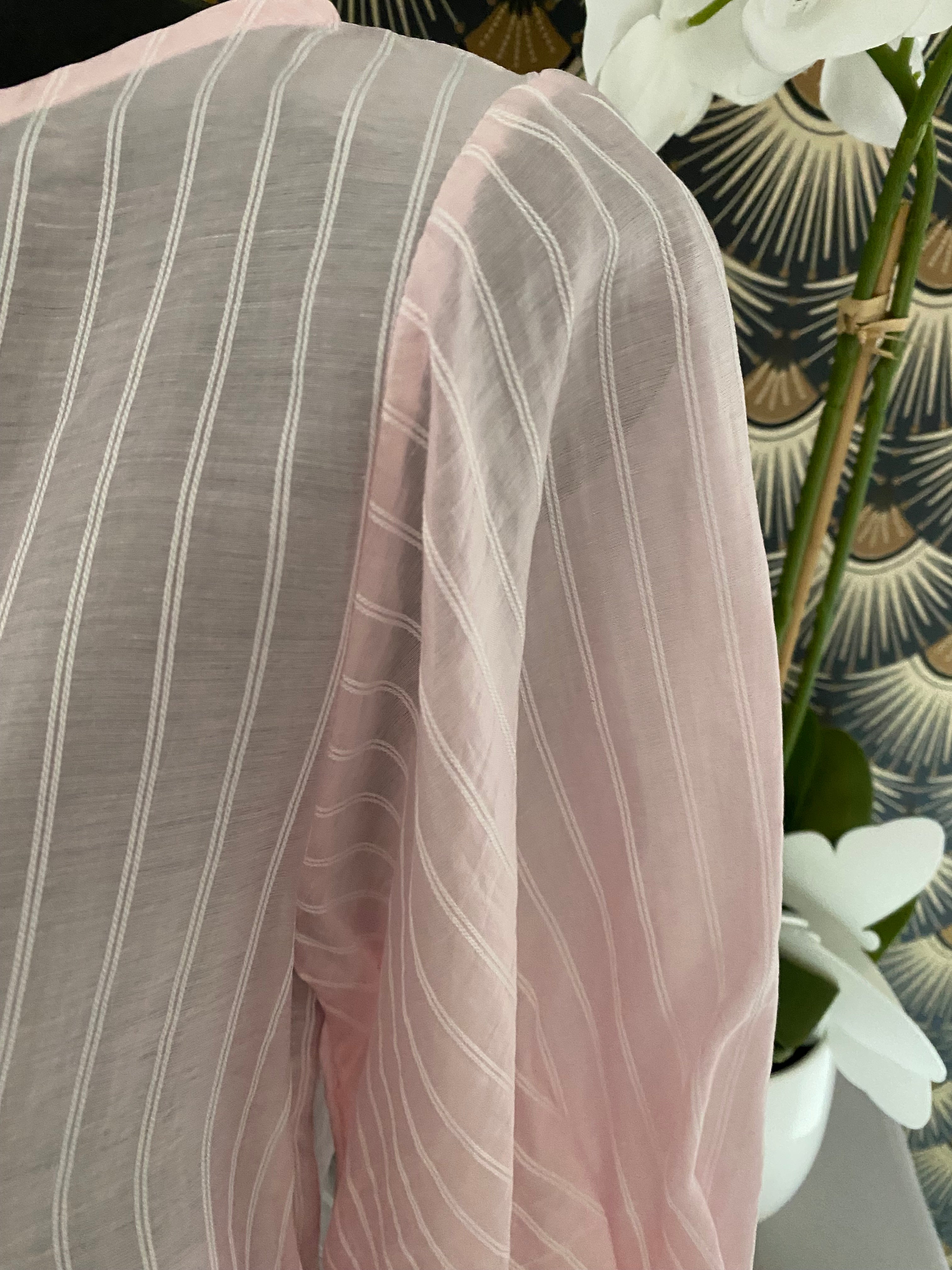 TOP CORINNE FINES RAYURES ROSE   TU 34/40  LYOCEL