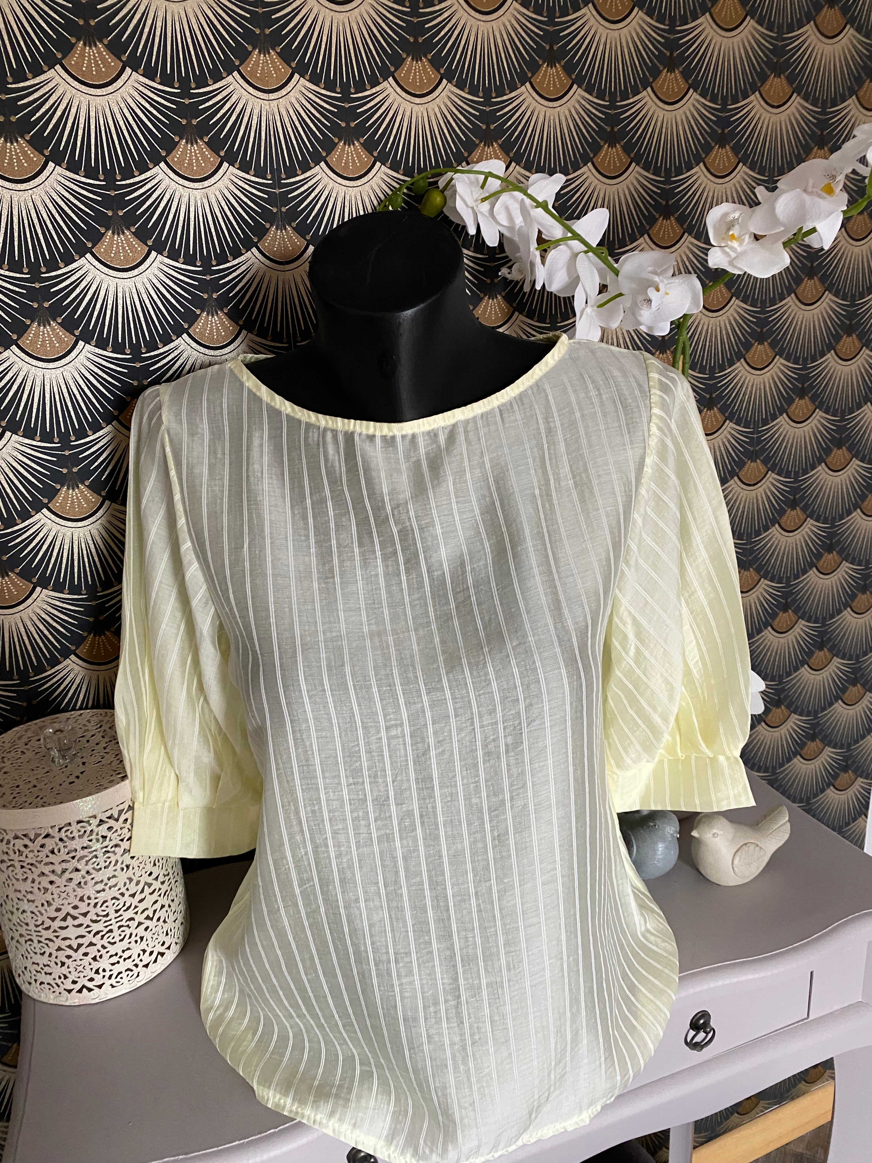TOP CORINNE FINES RAYURES JAUNE   TU 34/40  LYOCEL