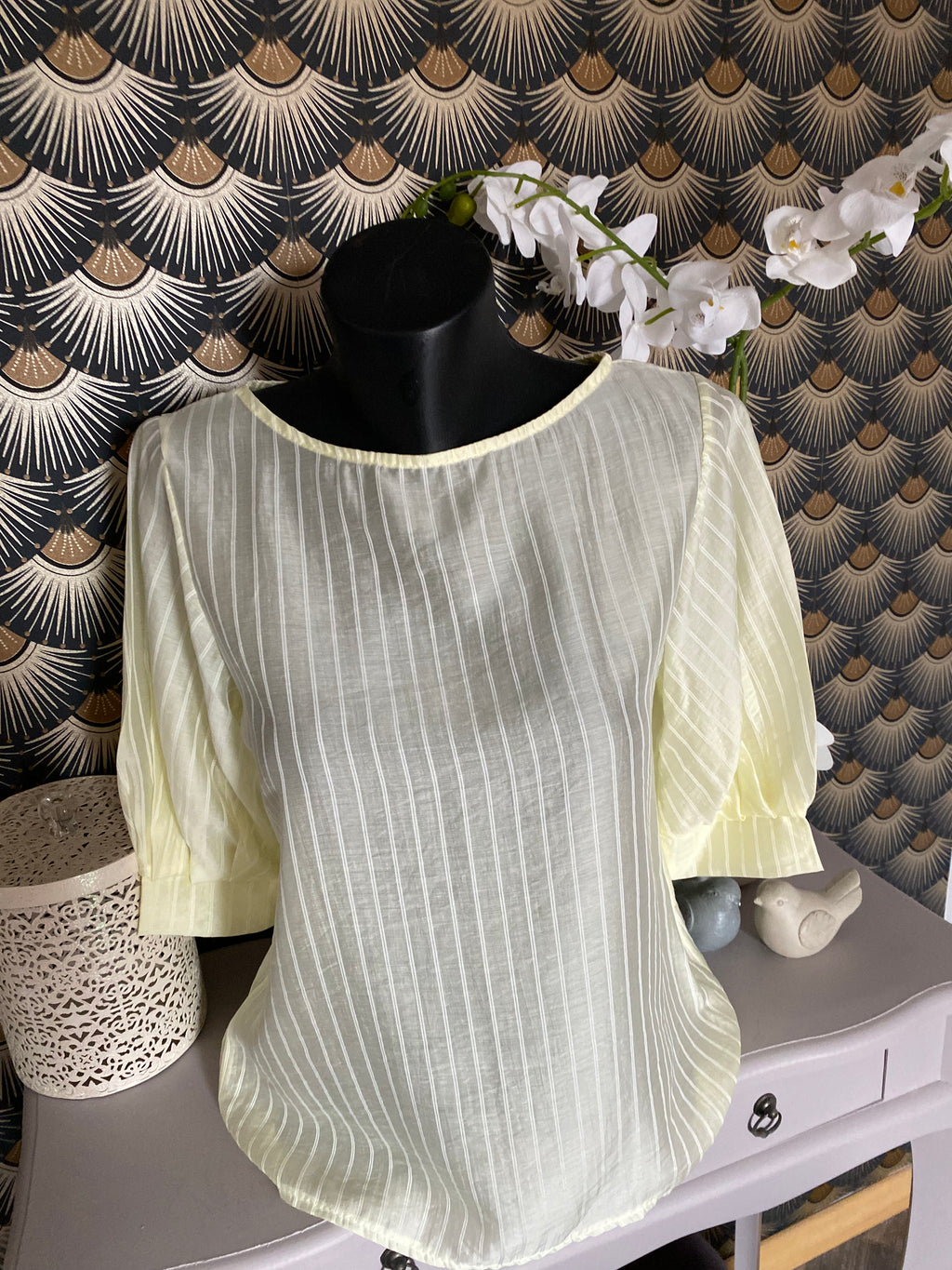 TOP CORINNE FINES RAYURES JAUNE   TU 34/40  LYOCEL