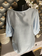 TOP CORINNE FINES RAYURES BLEU   TU 34/40  LYOCEL