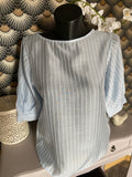 TOP CORINNE FINES RAYURES BLEU   TU 34/40  LYOCEL