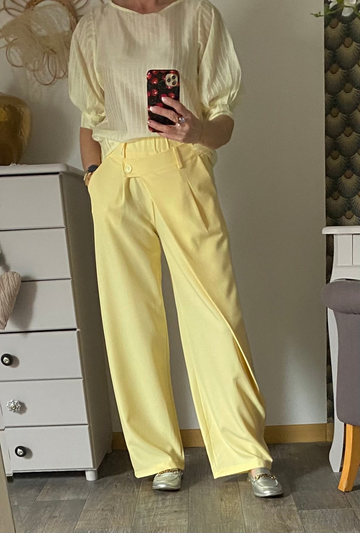 TOP CORINNE FINES RAYURES JAUNE   TU 34/40  LYOCEL