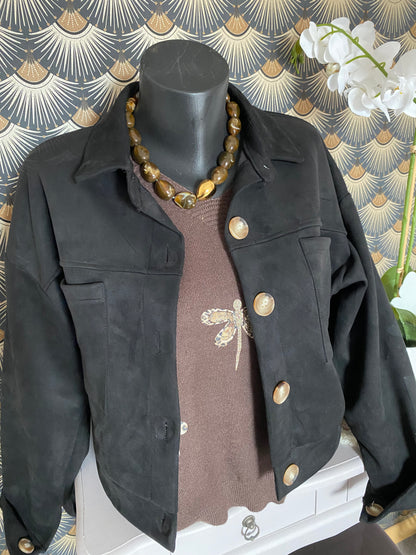 VESTE NOIRE  SUEDINE TU 36/44