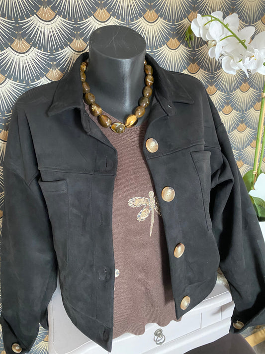 VESTE NOIRE  SUEDINE TU 36/44