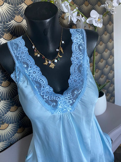 TOP DENTELLE STEFY  BLEU 36/42  petit 44