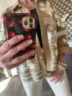 VESTE BRODEE KEZY CAMEL ET ECRU  TU M/L