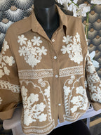 VESTE BRODEE KEZY CAMEL ET ECRU  TU M/L