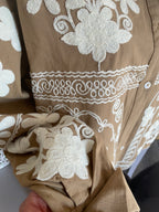 VESTE BRODEE KEZY CAMEL ET ECRU  TU M/L