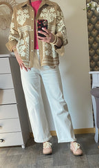 VESTE BRODEE KEZY CAMEL ET ECRU  TU M/L