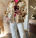 VESTE BRODEE KEZY CAMEL ET ECRU  TU M/L