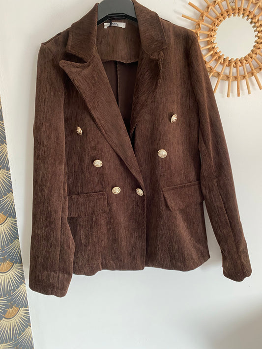 VESTE BLAZER VELOUR RAS TAILLE L