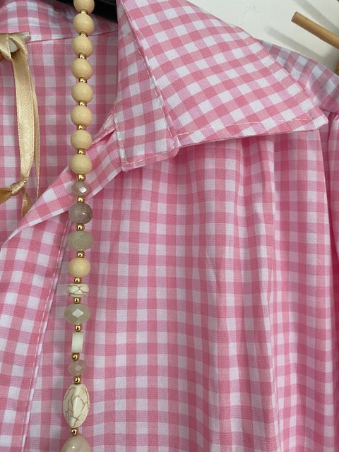 BLOUSE  VICHY   ROSE  44/48