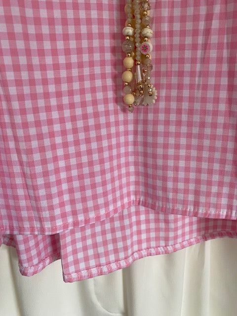 BLOUSE  VICHY   ROSE  44/48