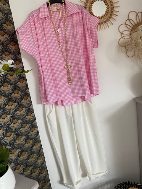 BLOUSE  VICHY   ROSE  44/48