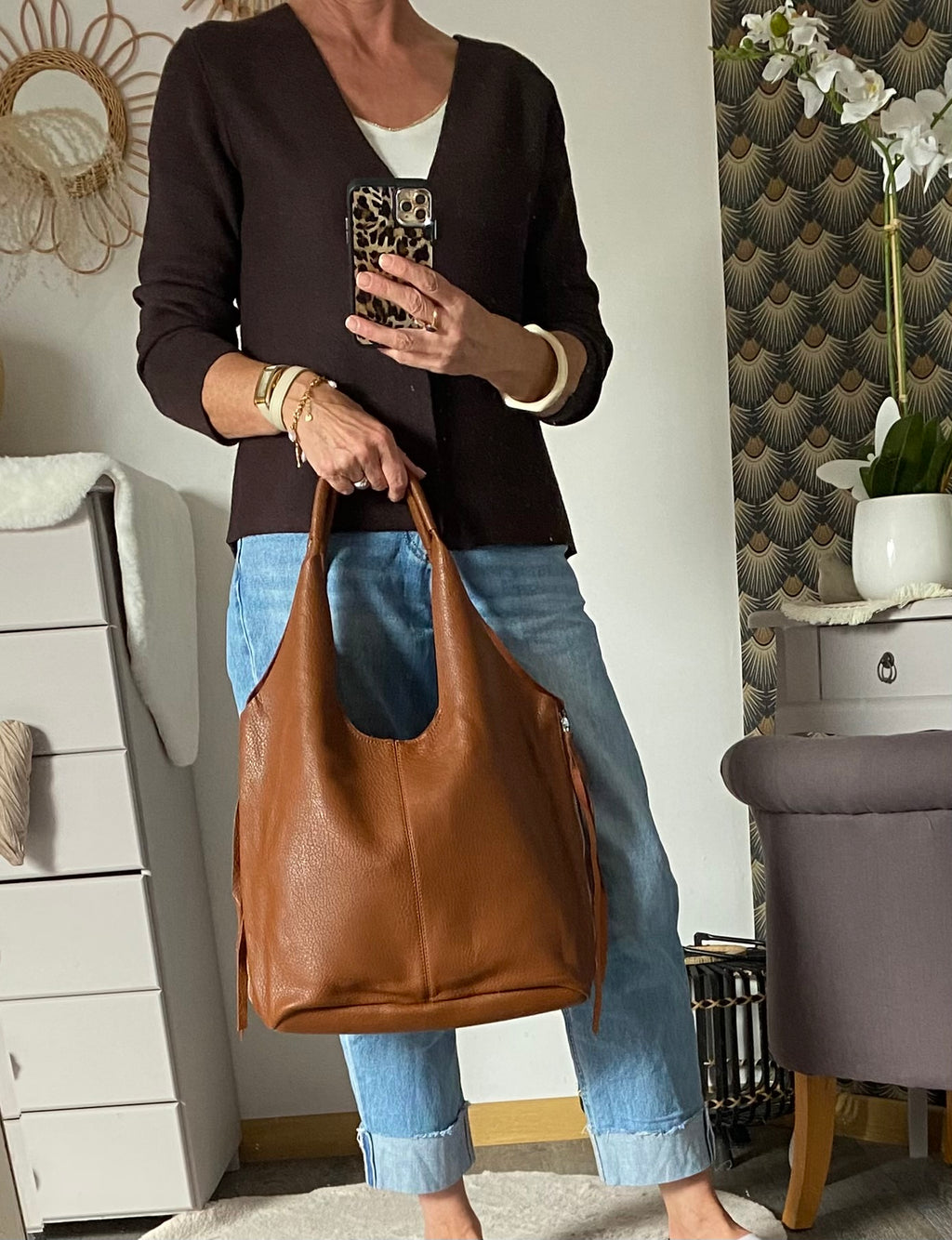 SAC  A MAIN GOUTTE CAMEL