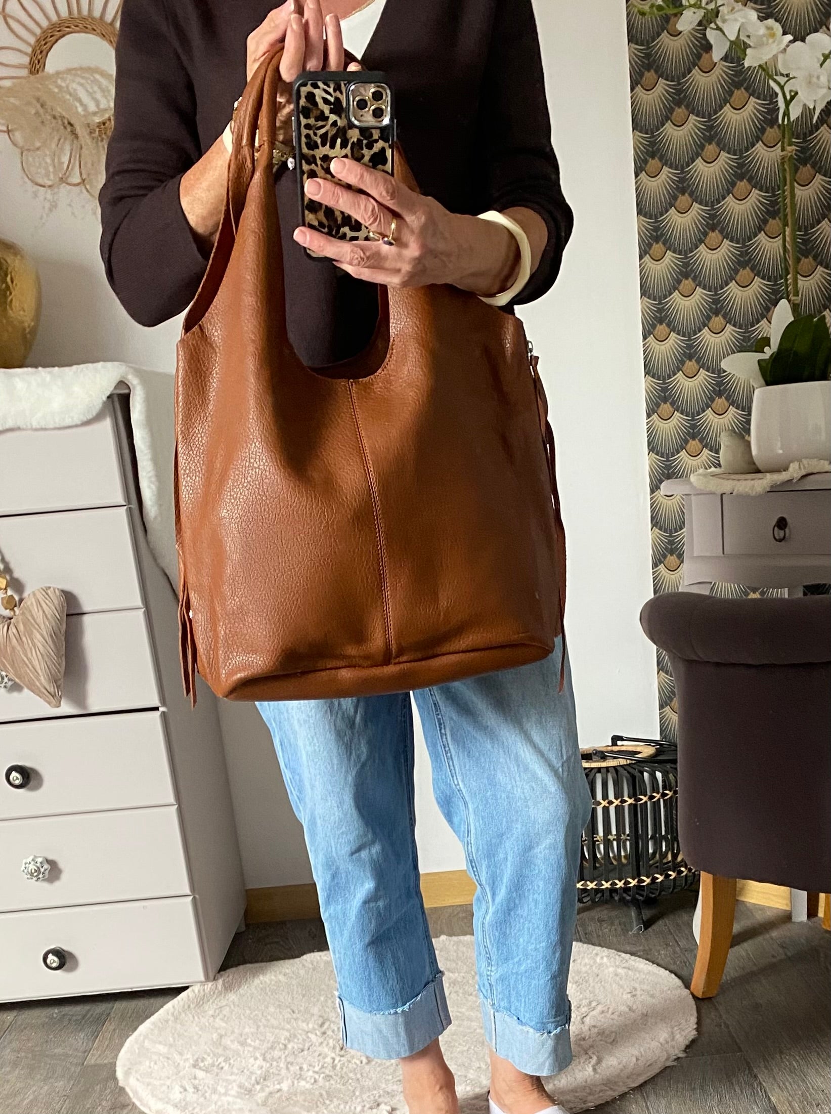 SAC  A MAIN GOUTTE CAMEL