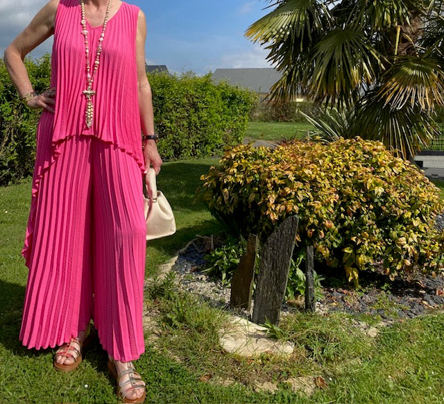 ENSEMBLE PANTALON  PALMA    FUSHIA   TAILLE UNIQUE 36/46
